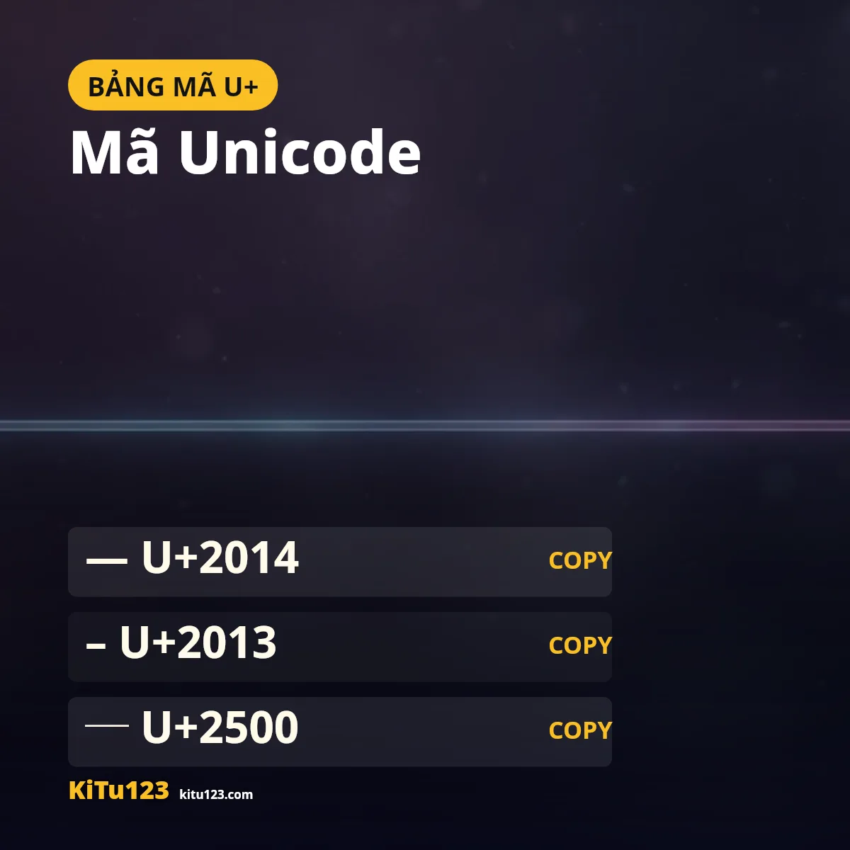 Mã Unicode của các kí tự gạch ngang