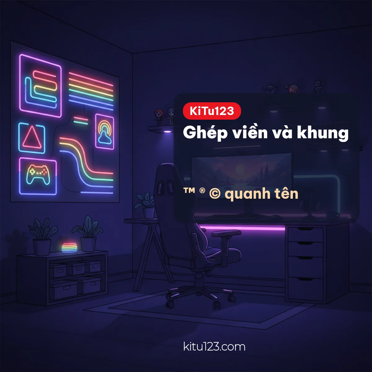 Kí hiệu TM ghép viền và khung quanh tên