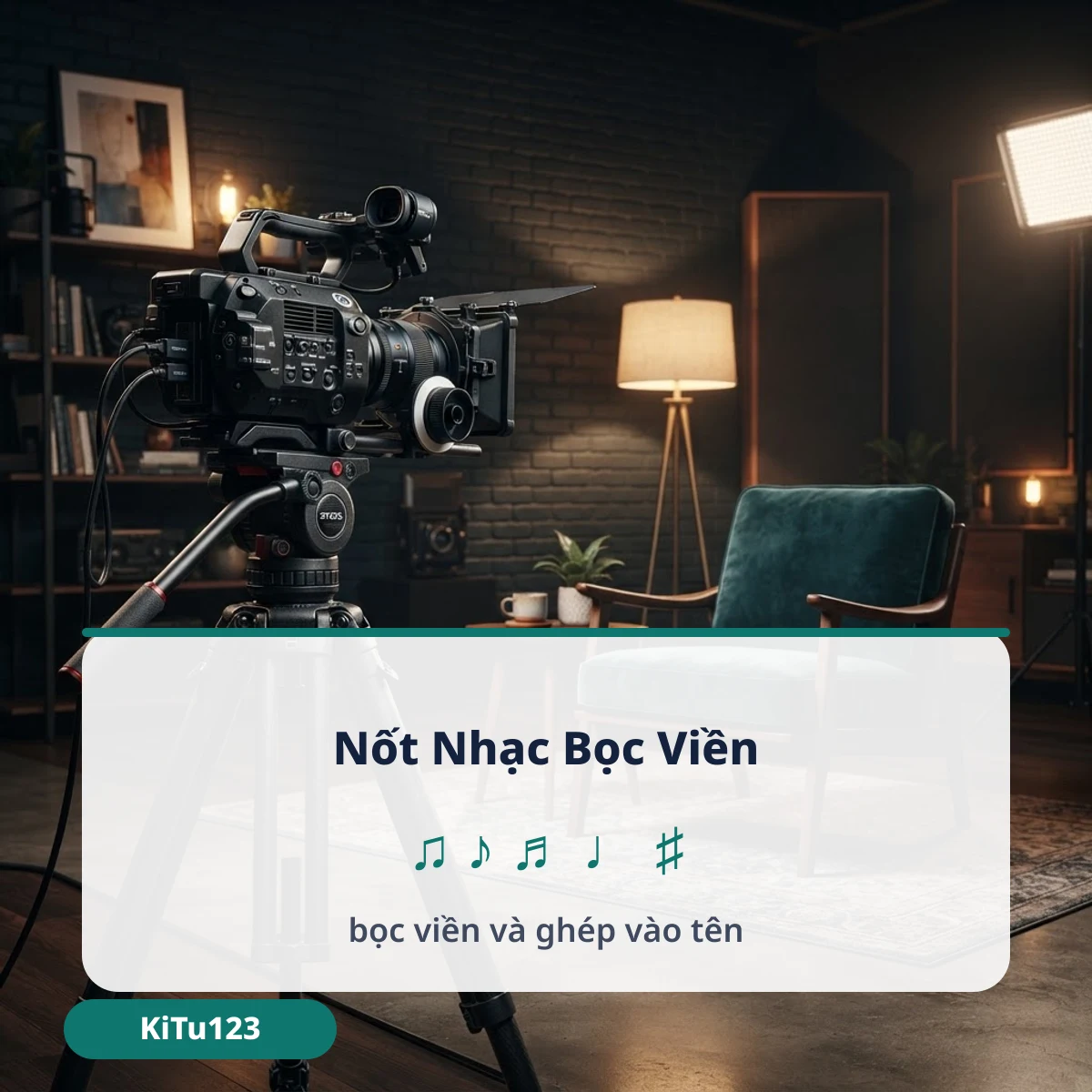 Nốt nhạc bọc viền và ghép vào tên