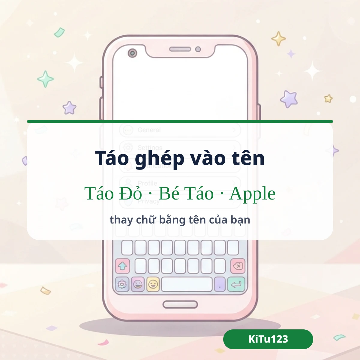 Quả táo ghép vào tên: Táo Đỏ, Bé Táo, Apple